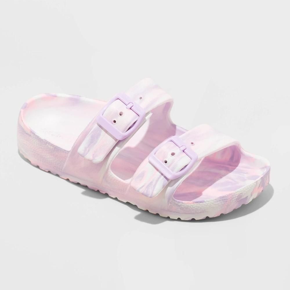 Cat & Jack Noa Blown EVA Footbed Sandals Blue Purple Marble Kids Size 3